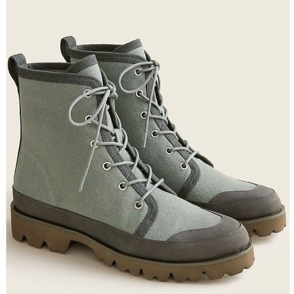 J. Crew Shoes - J Crew New Women's Gwen Canvas Lace-Up Lug-Sole Slate Green Boot Size 7